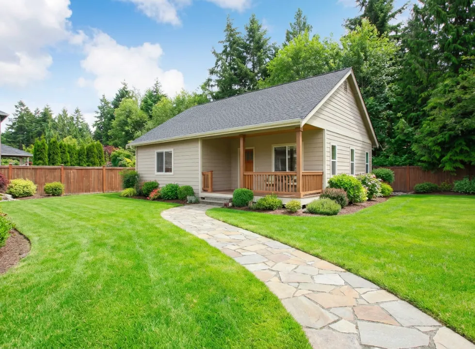 Backyard guest house ADU completed in Los Angeles with modern design landscaping and private entrance
